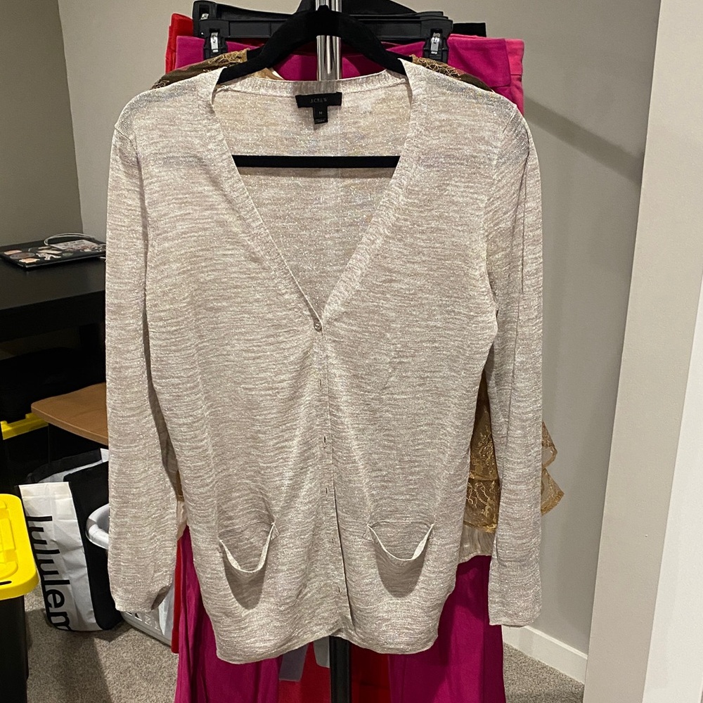 J. Crew Metallic Beige Knit Top